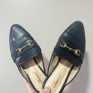 Black Loafers with Gold Accents
